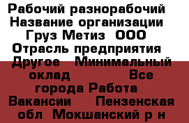Рабочий-разнорабочий › Название организации ­ Груз-Метиз, ООО › Отрасль предприятия ­ Другое › Минимальный оклад ­ 25 000 - Все города Работа » Вакансии   . Пензенская обл.,Мокшанский р-н